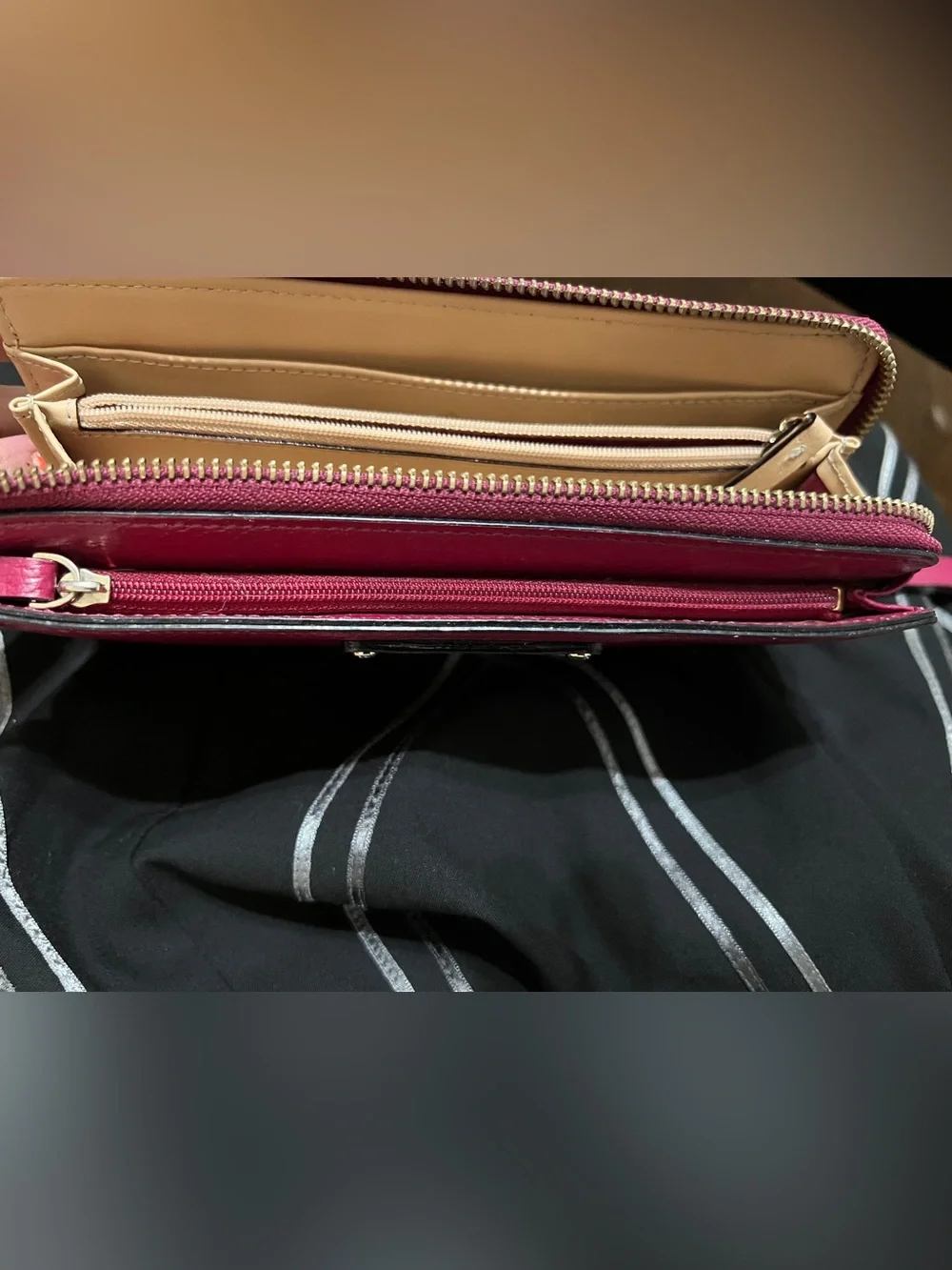 kate spade Raspberry Red Wellesley Layton Leather Wristlet Zip Wallet